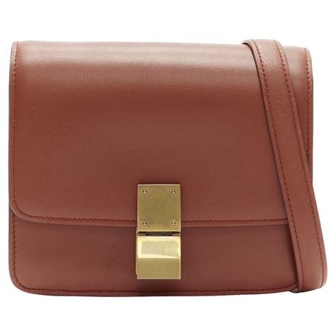 Clasp box leather crossbody bag Celine Camel in Leather